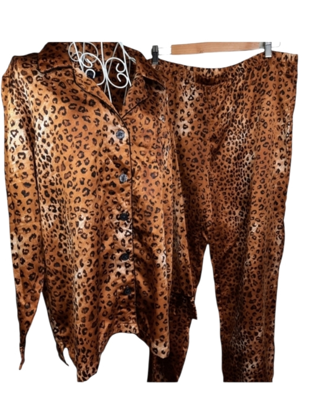 Chaps Leopard Print Pajama Loungewear 2pc Set SZ XXL